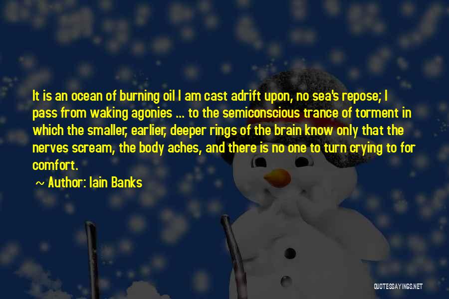 Iain Banks Quotes: It Is An Ocean Of Burning Oil I Am Cast Adrift Upon, No Sea's Repose; I Pass From Waking Agonies