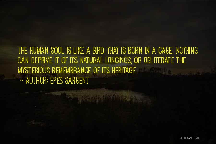 Epes Sargent Quotes: The Human Soul Is Like A Bird That Is Born In A Cage. Nothing Can Deprive It Of Its Natural