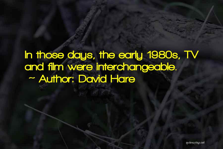 David Hare Quotes: In Those Days, The Early 1980s, Tv And Film Were Interchangeable.