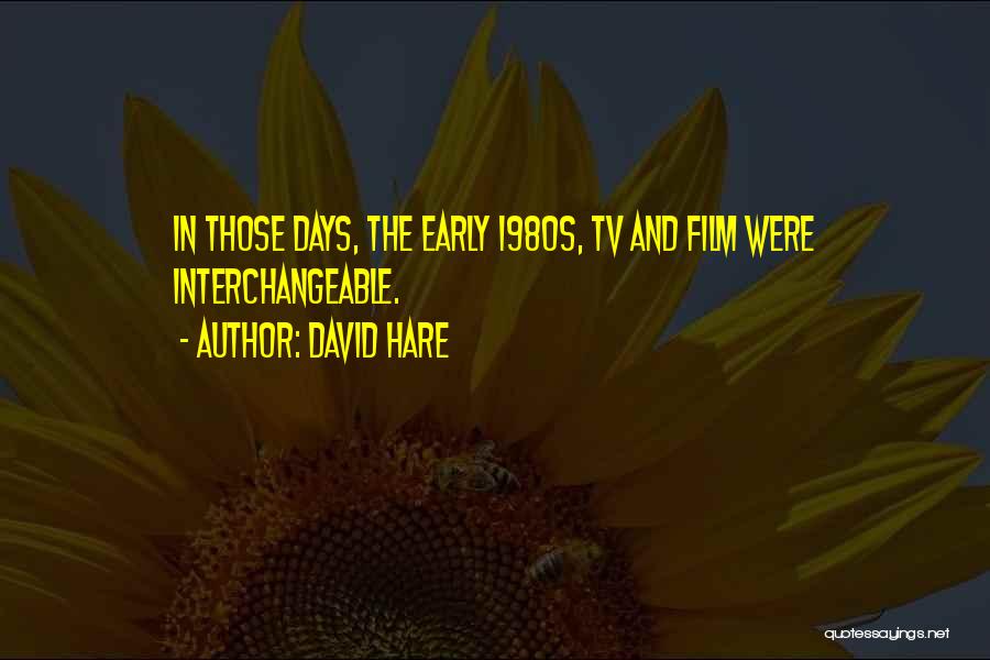 David Hare Quotes: In Those Days, The Early 1980s, Tv And Film Were Interchangeable.