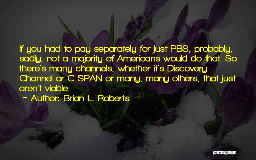 Brian L. Roberts Quotes: If You Had To Pay Separately For Just Pbs, Probably, Sadly, Not A Majority Of Americans Would Do That. So