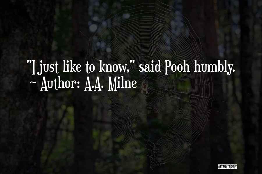 A.A. Milne Quotes: I Just Like To Know, Said Pooh Humbly.