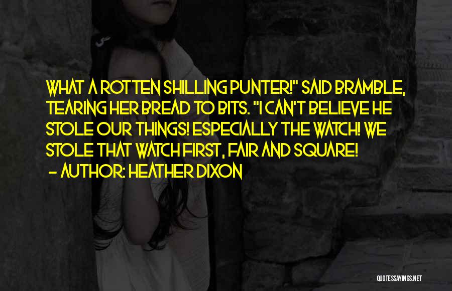 Heather Dixon Quotes: What A Rotten Shilling Punter! Said Bramble, Tearing Her Bread To Bits. I Can't Believe He Stole Our Things! Especially