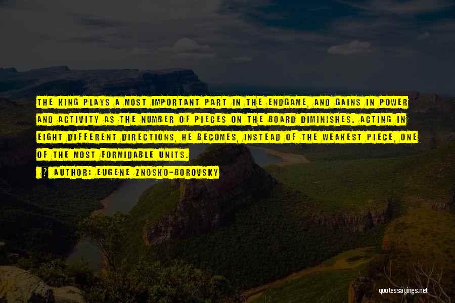 Eugene Znosko-Borovsky Quotes: The King Plays A Most Important Part In The Endgame, And Gains In Power And Activity As The Number Of