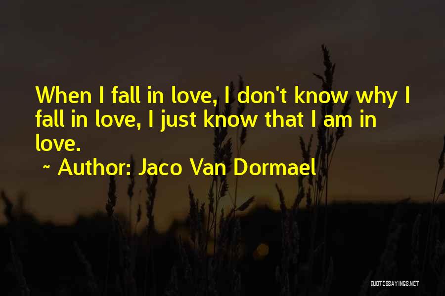 Jaco Van Dormael Quotes: When I Fall In Love, I Don't Know Why I Fall In Love, I Just Know That I Am In