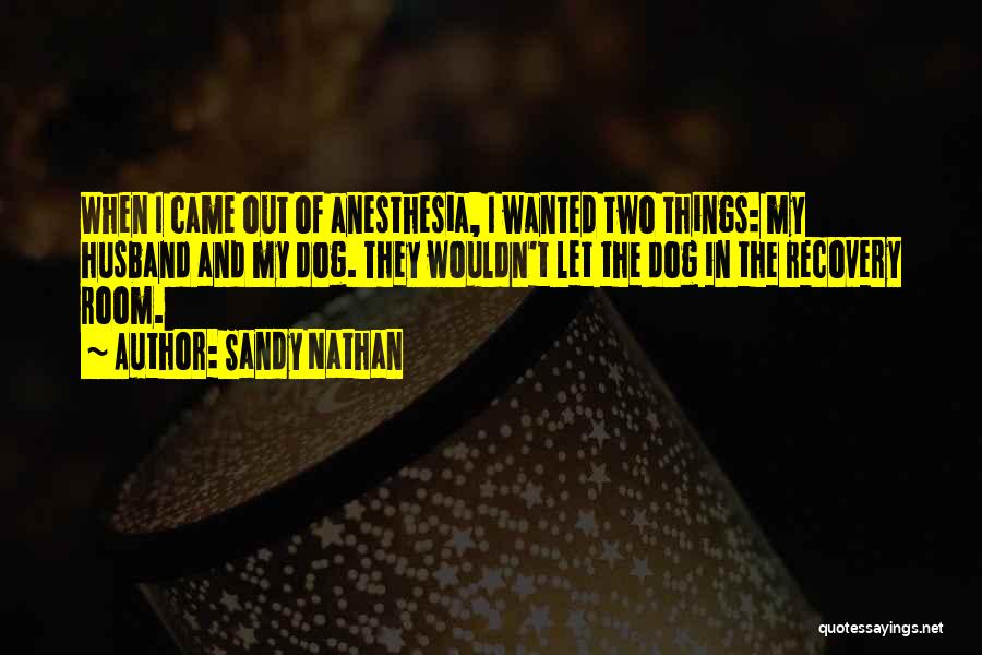 Sandy Nathan Quotes: When I Came Out Of Anesthesia, I Wanted Two Things: My Husband And My Dog. They Wouldn't Let The Dog