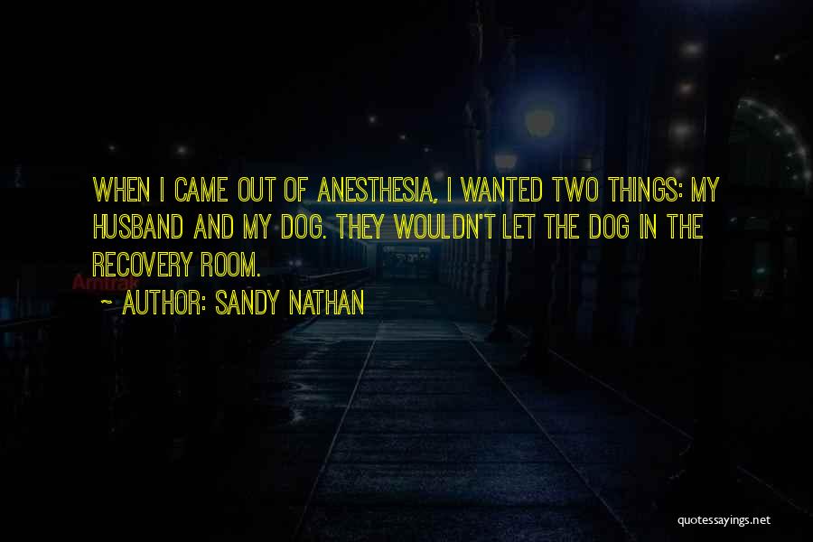 Sandy Nathan Quotes: When I Came Out Of Anesthesia, I Wanted Two Things: My Husband And My Dog. They Wouldn't Let The Dog