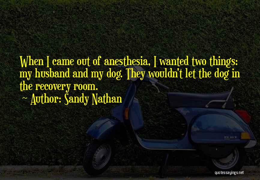 Sandy Nathan Quotes: When I Came Out Of Anesthesia, I Wanted Two Things: My Husband And My Dog. They Wouldn't Let The Dog