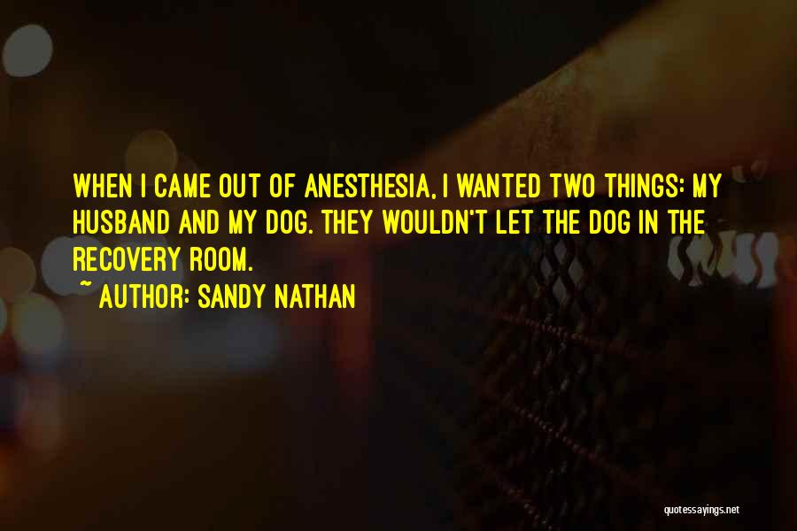 Sandy Nathan Quotes: When I Came Out Of Anesthesia, I Wanted Two Things: My Husband And My Dog. They Wouldn't Let The Dog