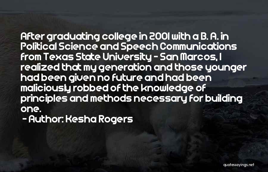 Kesha Rogers Quotes: After Graduating College In 2001 With A B. A. In Political Science And Speech Communications From Texas State University -