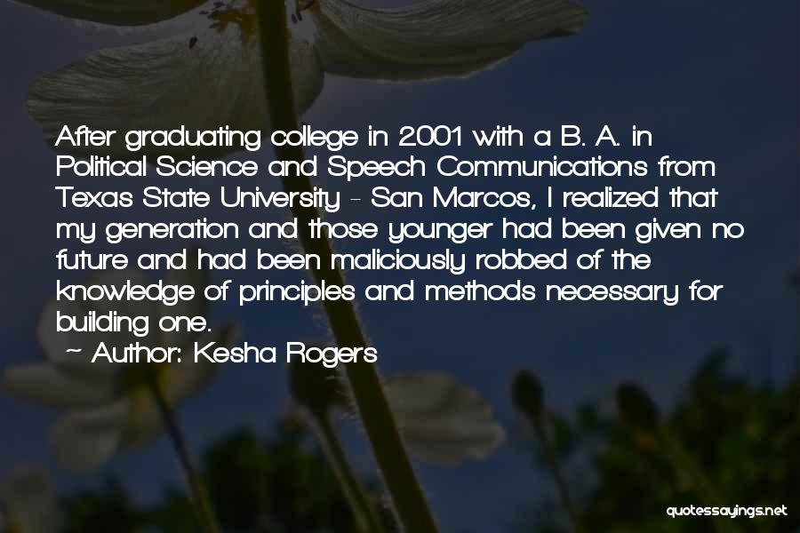 Kesha Rogers Quotes: After Graduating College In 2001 With A B. A. In Political Science And Speech Communications From Texas State University -