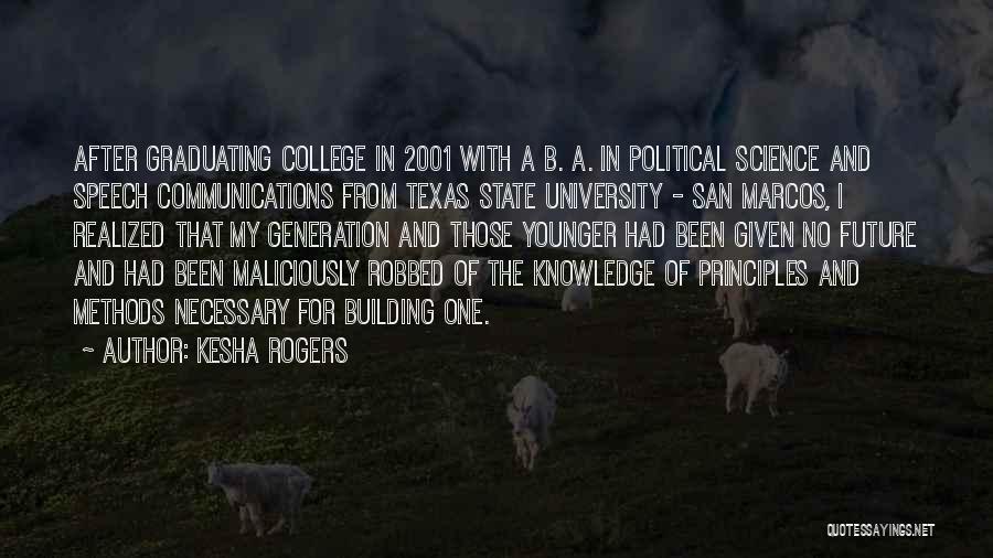 Kesha Rogers Quotes: After Graduating College In 2001 With A B. A. In Political Science And Speech Communications From Texas State University -