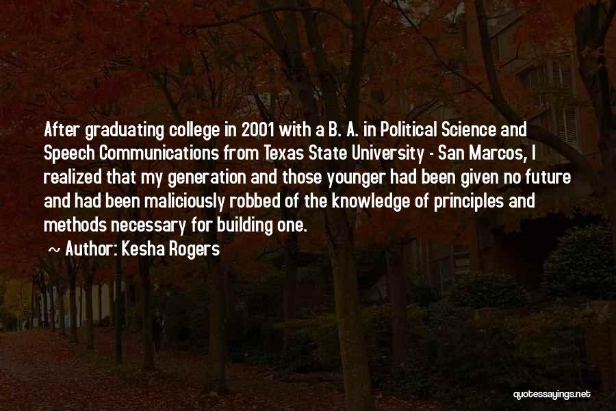 Kesha Rogers Quotes: After Graduating College In 2001 With A B. A. In Political Science And Speech Communications From Texas State University -