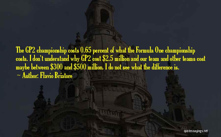 Flavio Briatore Quotes: The Gp2 Championship Costs 0.65 Percent Of What The Formula One Championship Costs. I Don't Understand Why Gp2 Cost $2.5
