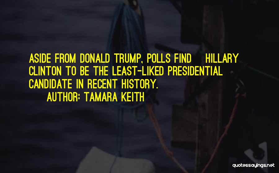 Tamara Keith Quotes: Aside From Donald Trump, Polls Find [hillary] Clinton To Be The Least-liked Presidential Candidate In Recent History.