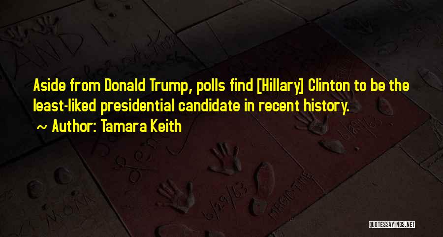 Tamara Keith Quotes: Aside From Donald Trump, Polls Find [hillary] Clinton To Be The Least-liked Presidential Candidate In Recent History.