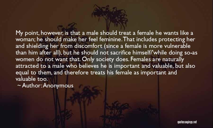 Anonymous Quotes: My Point, However, Is That A Male Should Treat A Female He Wants Like A Woman; He Should Make Her