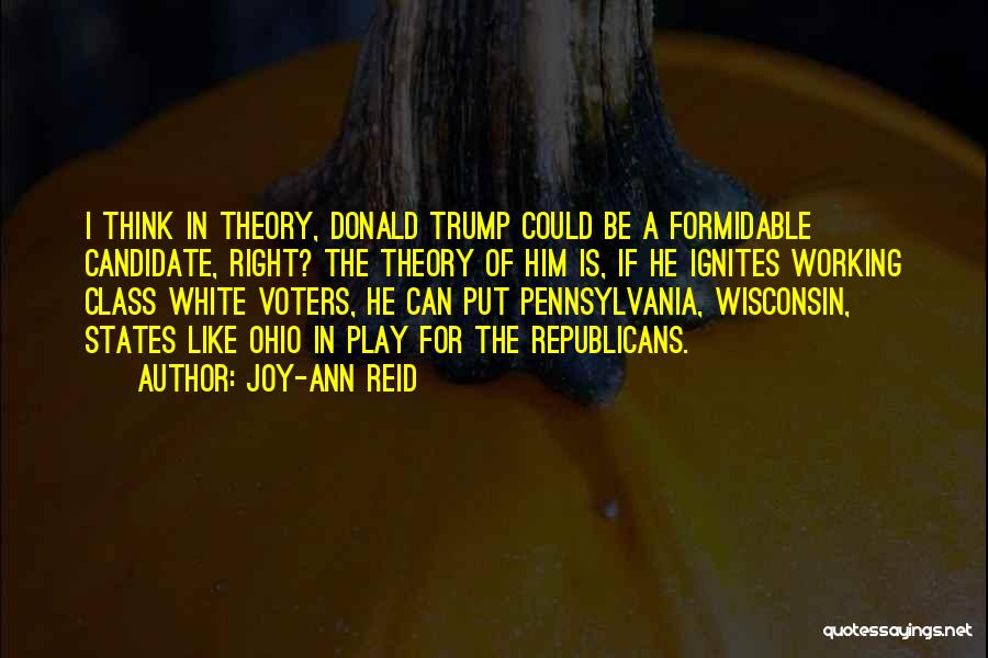 Joy-Ann Reid Quotes: I Think In Theory, Donald Trump Could Be A Formidable Candidate, Right? The Theory Of Him Is, If He Ignites