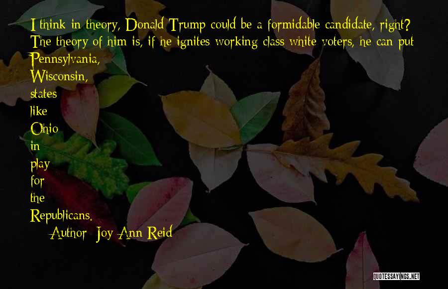 Joy-Ann Reid Quotes: I Think In Theory, Donald Trump Could Be A Formidable Candidate, Right? The Theory Of Him Is, If He Ignites
