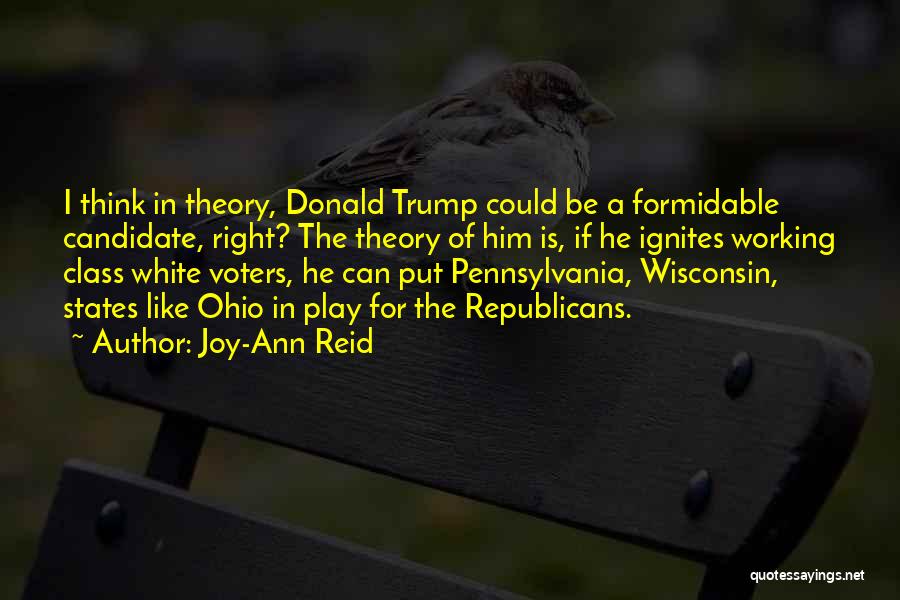 Joy-Ann Reid Quotes: I Think In Theory, Donald Trump Could Be A Formidable Candidate, Right? The Theory Of Him Is, If He Ignites