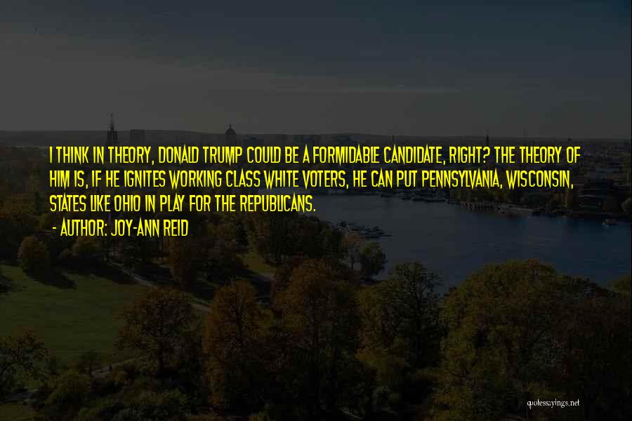 Joy-Ann Reid Quotes: I Think In Theory, Donald Trump Could Be A Formidable Candidate, Right? The Theory Of Him Is, If He Ignites