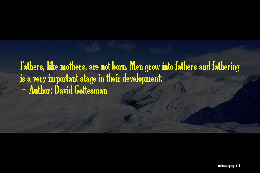 David Gottesman Quotes: Fathers, Like Mothers, Are Not Born. Men Grow Into Fathers And Fathering Is A Very Important Stage In Their Development.