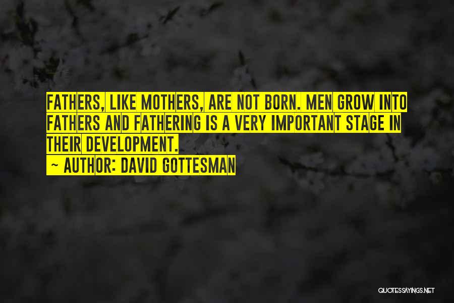 David Gottesman Quotes: Fathers, Like Mothers, Are Not Born. Men Grow Into Fathers And Fathering Is A Very Important Stage In Their Development.