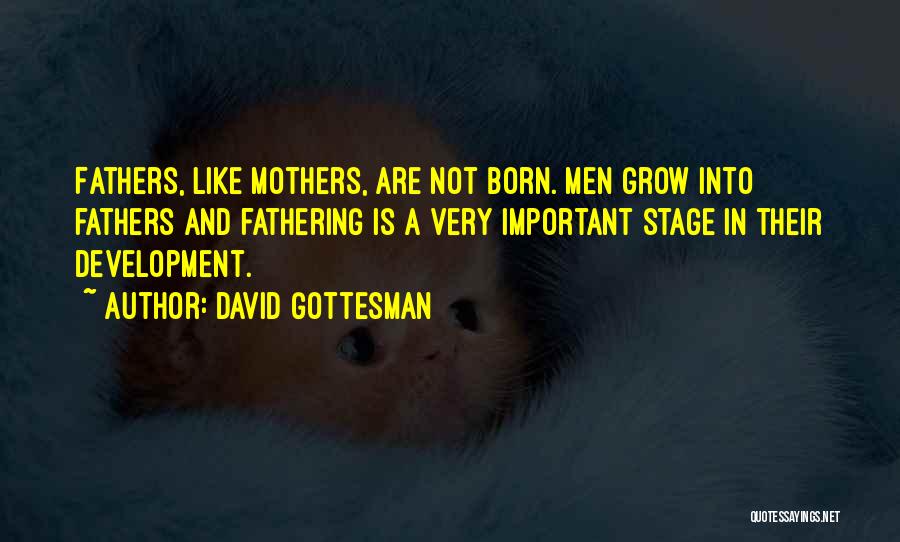 David Gottesman Quotes: Fathers, Like Mothers, Are Not Born. Men Grow Into Fathers And Fathering Is A Very Important Stage In Their Development.