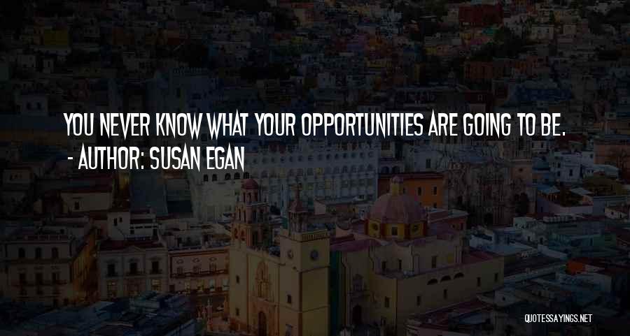 Susan Egan Quotes: You Never Know What Your Opportunities Are Going To Be.