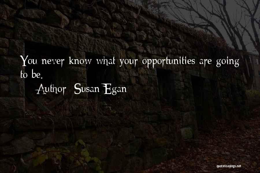 Susan Egan Quotes: You Never Know What Your Opportunities Are Going To Be.