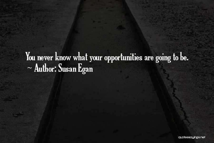 Susan Egan Quotes: You Never Know What Your Opportunities Are Going To Be.