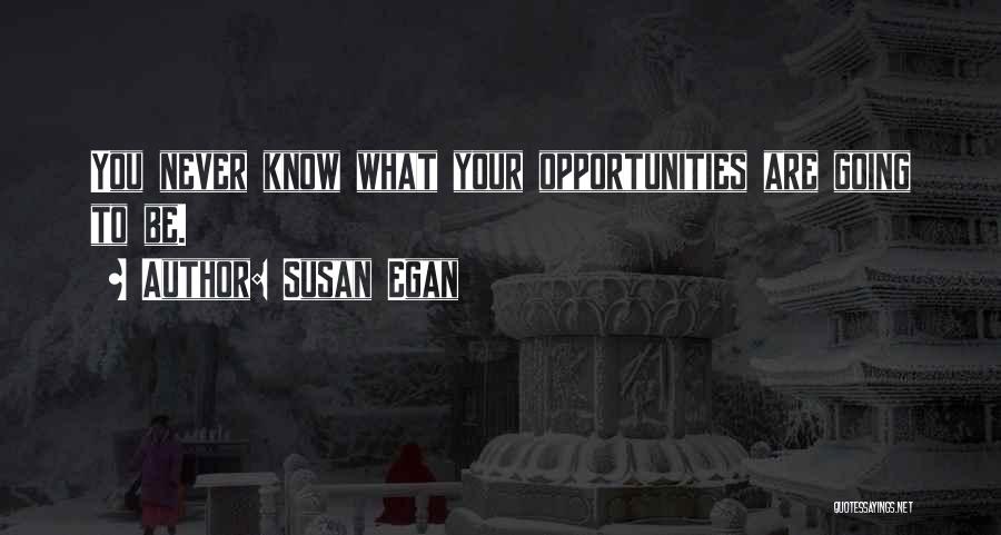 Susan Egan Quotes: You Never Know What Your Opportunities Are Going To Be.