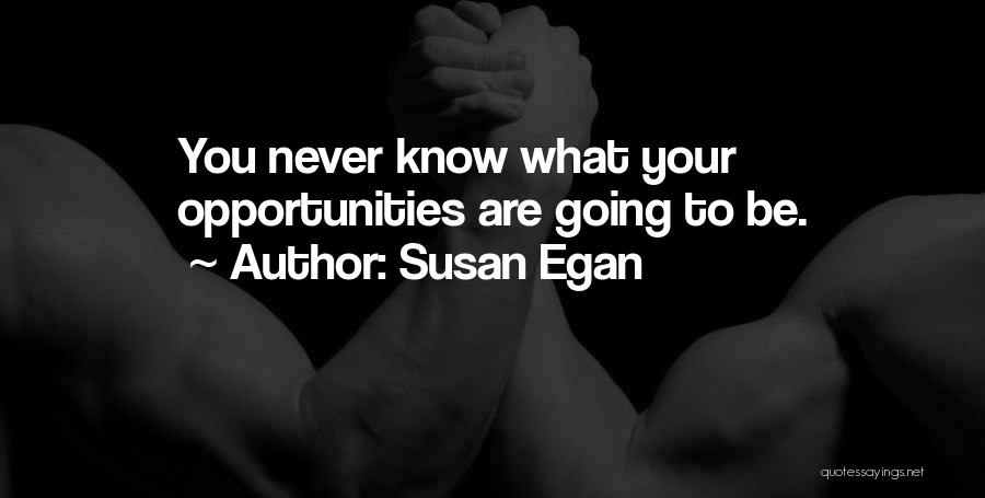 Susan Egan Quotes: You Never Know What Your Opportunities Are Going To Be.