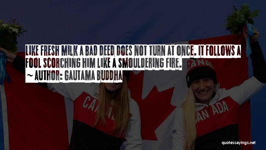 Gautama Buddha Quotes: Like Fresh Milk A Bad Deed Does Not Turn At Once. It Follows A Fool Scorching Him Like A Smouldering