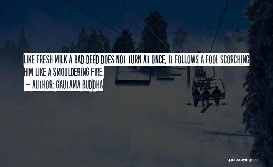 Gautama Buddha Quotes: Like Fresh Milk A Bad Deed Does Not Turn At Once. It Follows A Fool Scorching Him Like A Smouldering