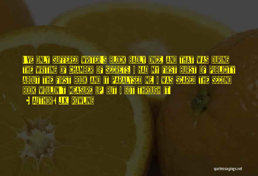 J.K. Rowling Quotes: I've Only Suffered Writer's Block Badly Once, And That Was During The Writing Of Chamber Of Secrets. I Had My