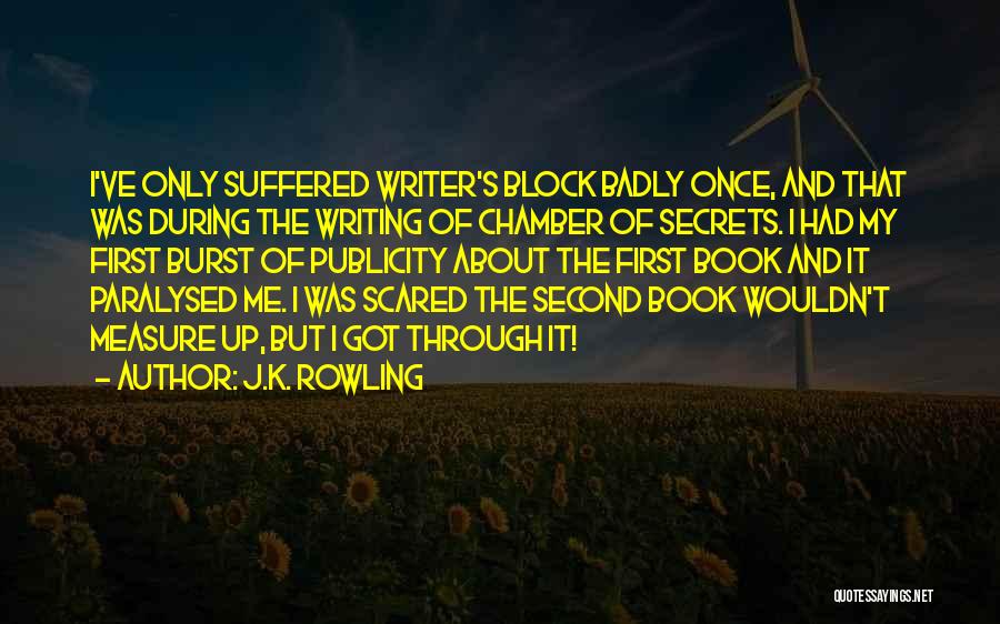 J.K. Rowling Quotes: I've Only Suffered Writer's Block Badly Once, And That Was During The Writing Of Chamber Of Secrets. I Had My