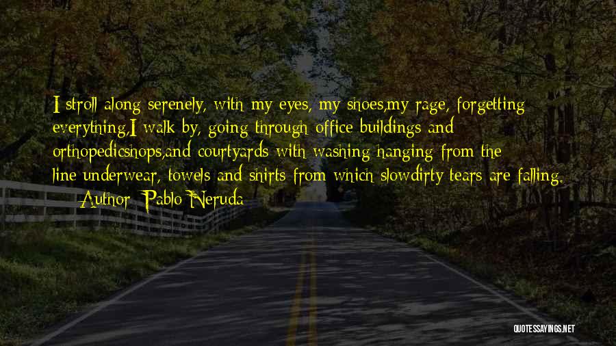 Pablo Neruda Quotes: I Stroll Along Serenely, With My Eyes, My Shoes,my Rage, Forgetting Everything,i Walk By, Going Through Office Buildings And Orthopedicshops,and