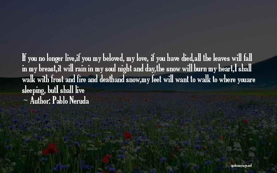 Pablo Neruda Quotes: If You No Longer Live,if You My Beloved, My Love, If You Have Died,all The Leaves Will Fall In My