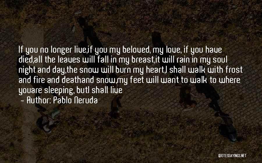 Pablo Neruda Quotes: If You No Longer Live,if You My Beloved, My Love, If You Have Died,all The Leaves Will Fall In My