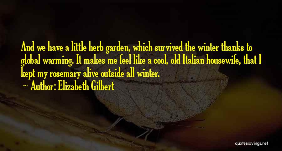 Elizabeth Gilbert Quotes: And We Have A Little Herb Garden, Which Survived The Winter Thanks To Global Warming. It Makes Me Feel Like