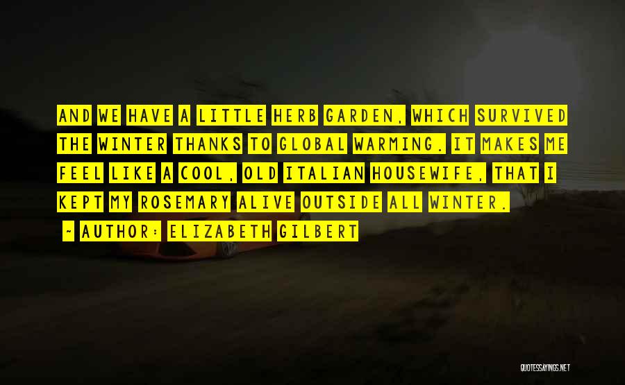 Elizabeth Gilbert Quotes: And We Have A Little Herb Garden, Which Survived The Winter Thanks To Global Warming. It Makes Me Feel Like