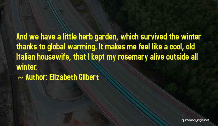 Elizabeth Gilbert Quotes: And We Have A Little Herb Garden, Which Survived The Winter Thanks To Global Warming. It Makes Me Feel Like