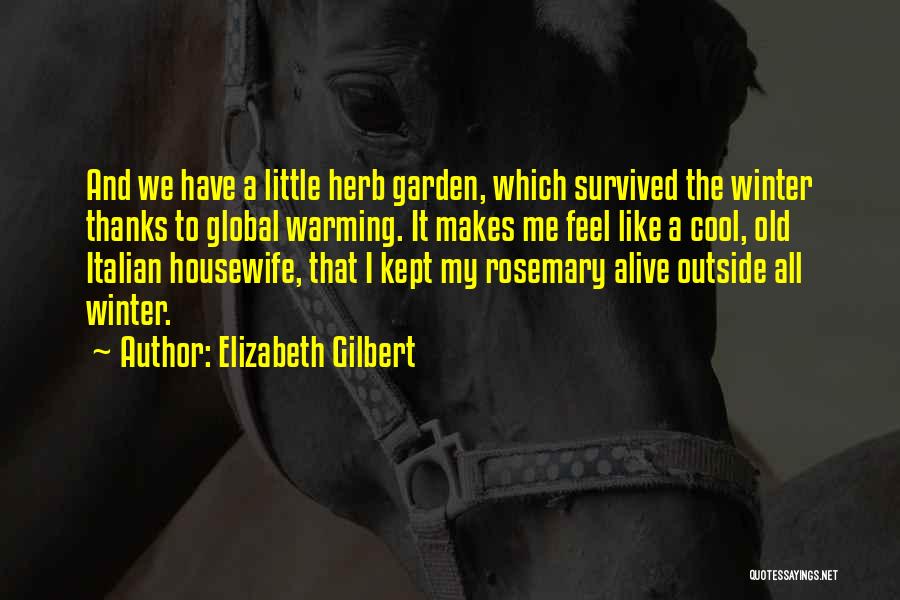 Elizabeth Gilbert Quotes: And We Have A Little Herb Garden, Which Survived The Winter Thanks To Global Warming. It Makes Me Feel Like