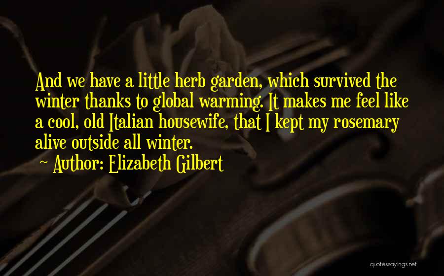 Elizabeth Gilbert Quotes: And We Have A Little Herb Garden, Which Survived The Winter Thanks To Global Warming. It Makes Me Feel Like