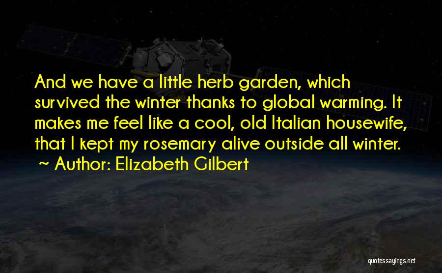 Elizabeth Gilbert Quotes: And We Have A Little Herb Garden, Which Survived The Winter Thanks To Global Warming. It Makes Me Feel Like