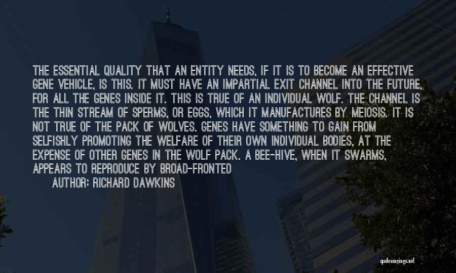 Richard Dawkins Quotes: The Essential Quality That An Entity Needs, If It Is To Become An Effective Gene Vehicle, Is This. It Must