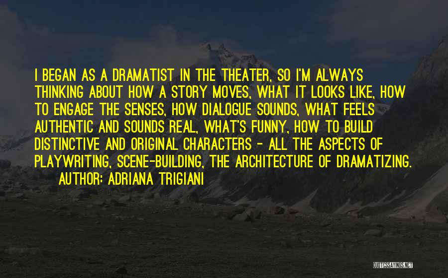 Adriana Trigiani Quotes: I Began As A Dramatist In The Theater, So I'm Always Thinking About How A Story Moves, What It Looks