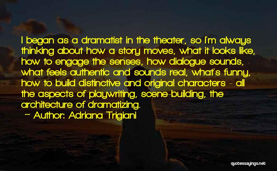 Adriana Trigiani Quotes: I Began As A Dramatist In The Theater, So I'm Always Thinking About How A Story Moves, What It Looks