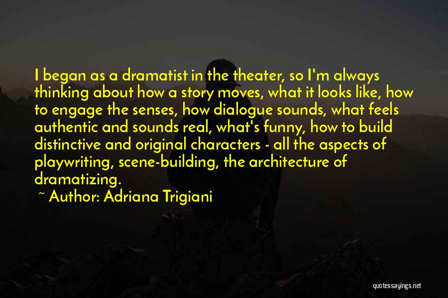 Adriana Trigiani Quotes: I Began As A Dramatist In The Theater, So I'm Always Thinking About How A Story Moves, What It Looks